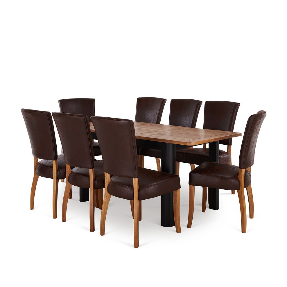 Grove Dark Grey Extending Dining Table and 8 Curve Back Antiqued Brown Fabric Chairs Thumbnail 1