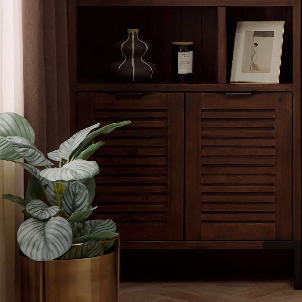 Detroit Solid Hardwood and Metal Tall Bookcase 2