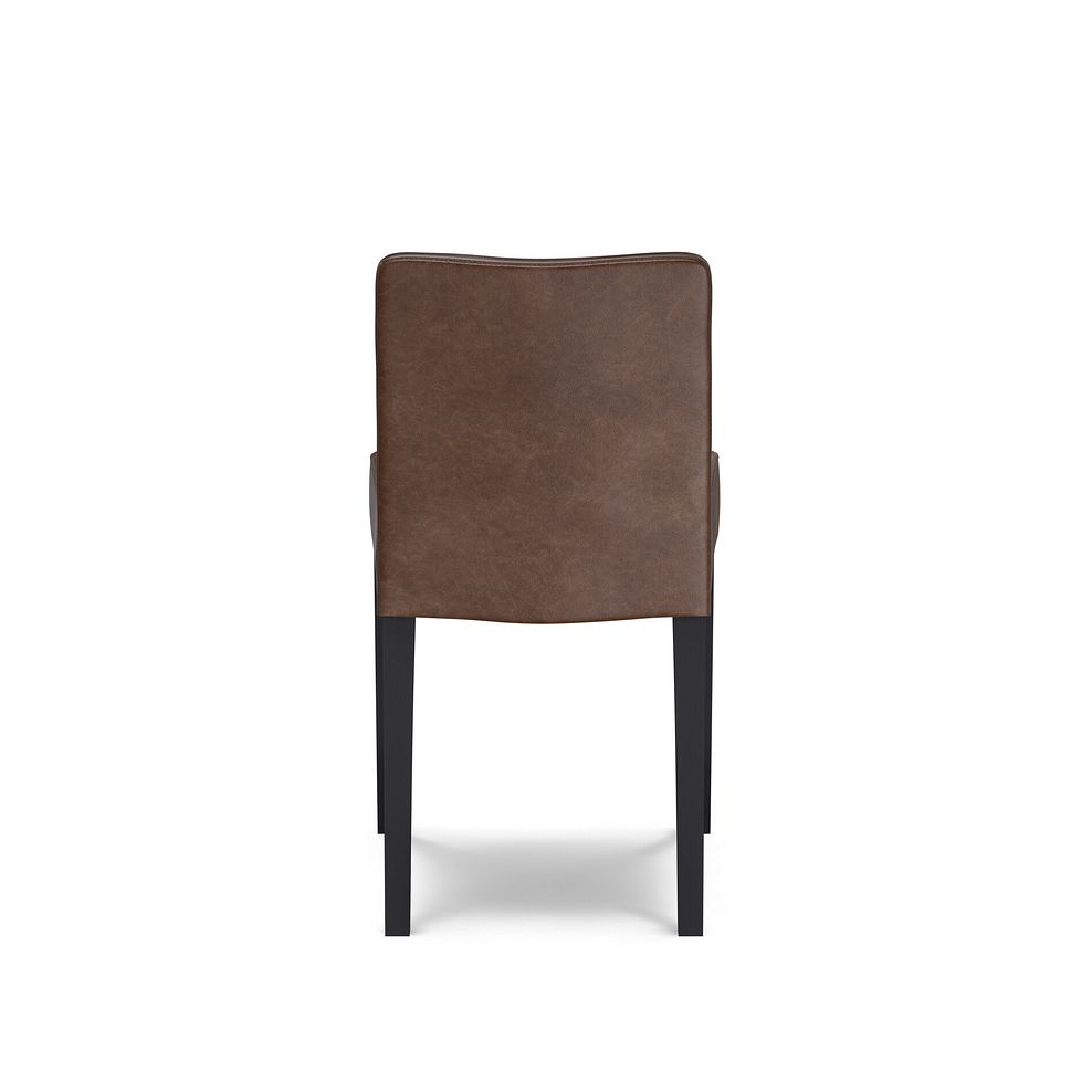 Dawson Upholstered Chair with Black Legs in Vintage Brown Leather Look Fabric 3