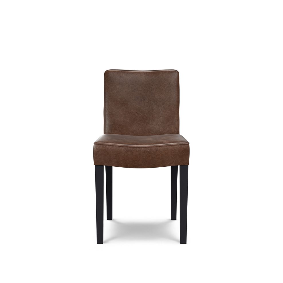 Dawson Upholstered Chair with Black Legs in Vintage Brown Leather Look Fabric 2