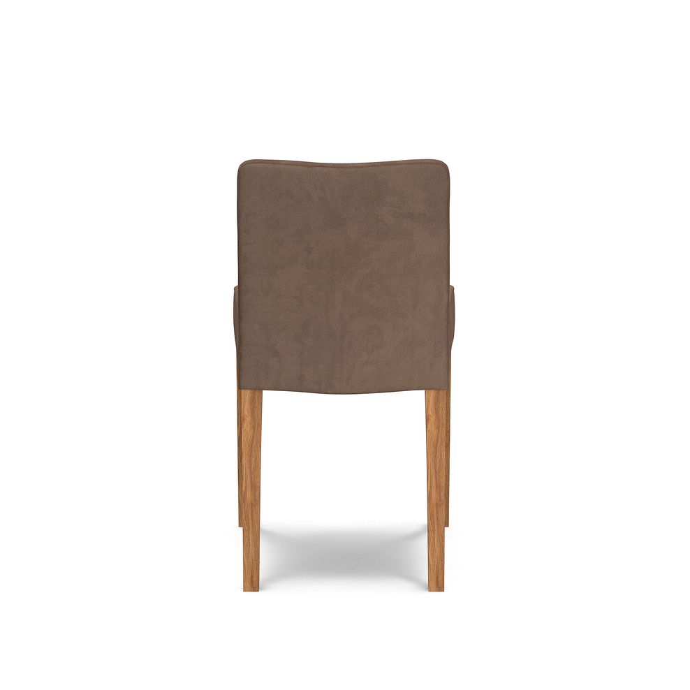 Dawson Upholstered Chair with Oak Legs in Suede Look Brown Fabric 3