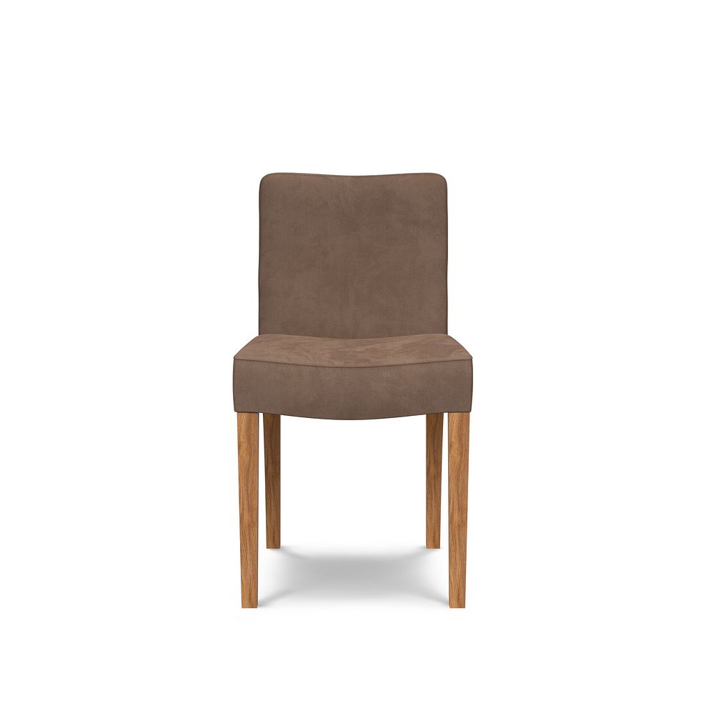 Dawson Upholstered Chair with Oak Legs in Suede Look Brown Fabric 2
