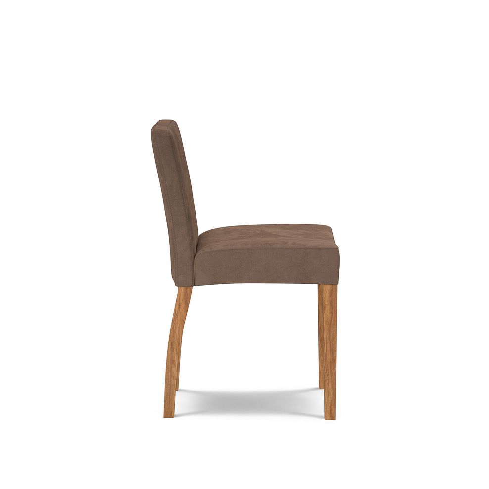 Dawson Upholstered Chair with Oak Legs in Suede Look Brown Fabric 4
