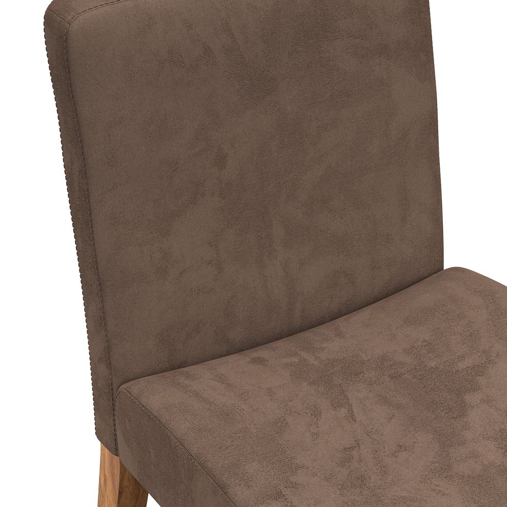 Dawson Upholstered Chair with Oak Legs in Suede Look Brown Fabric 5