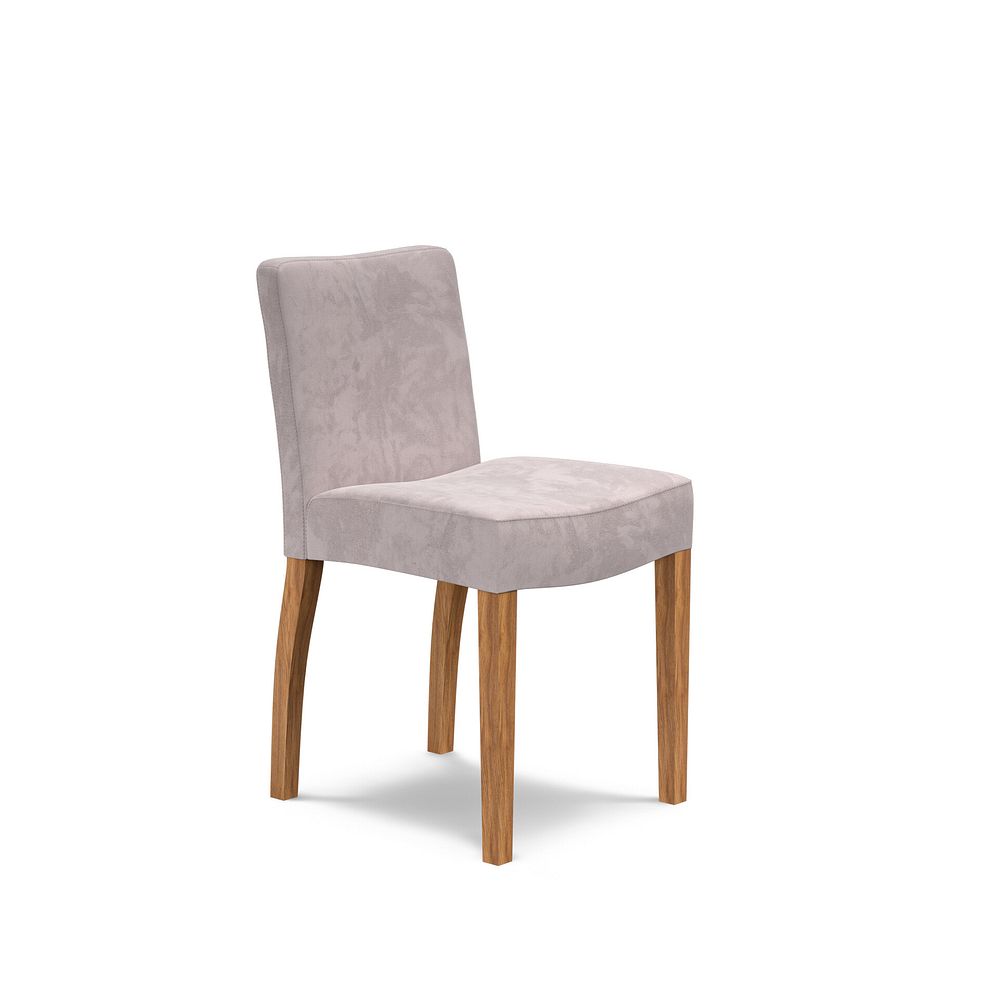 Dawson Upholstered Chair with Oak Legs in Suede Look Silver Fabric Thumbnail 1