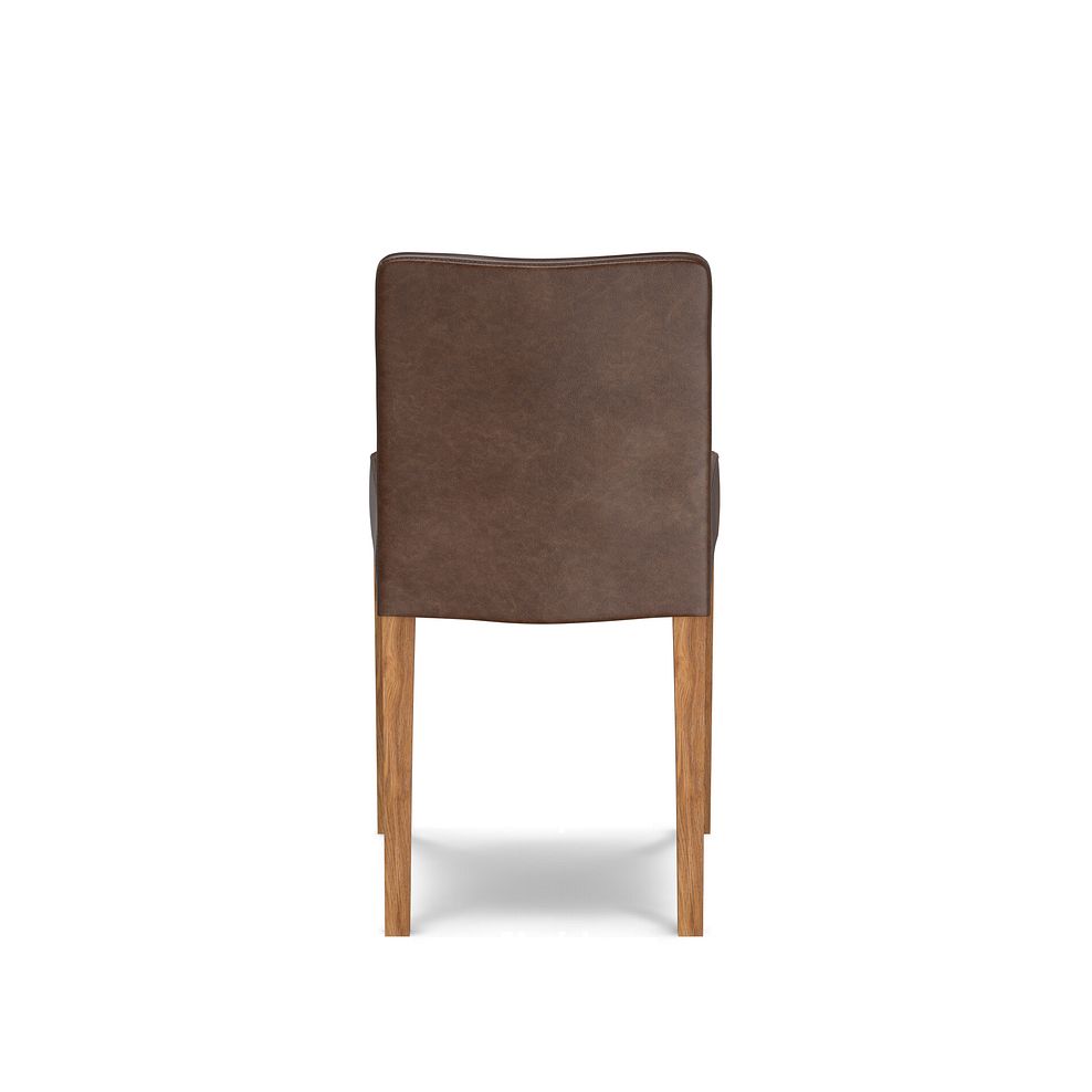 Dawson Upholstered Chair with Oak Legs in Vintage Brown Leather Look Fabric 3