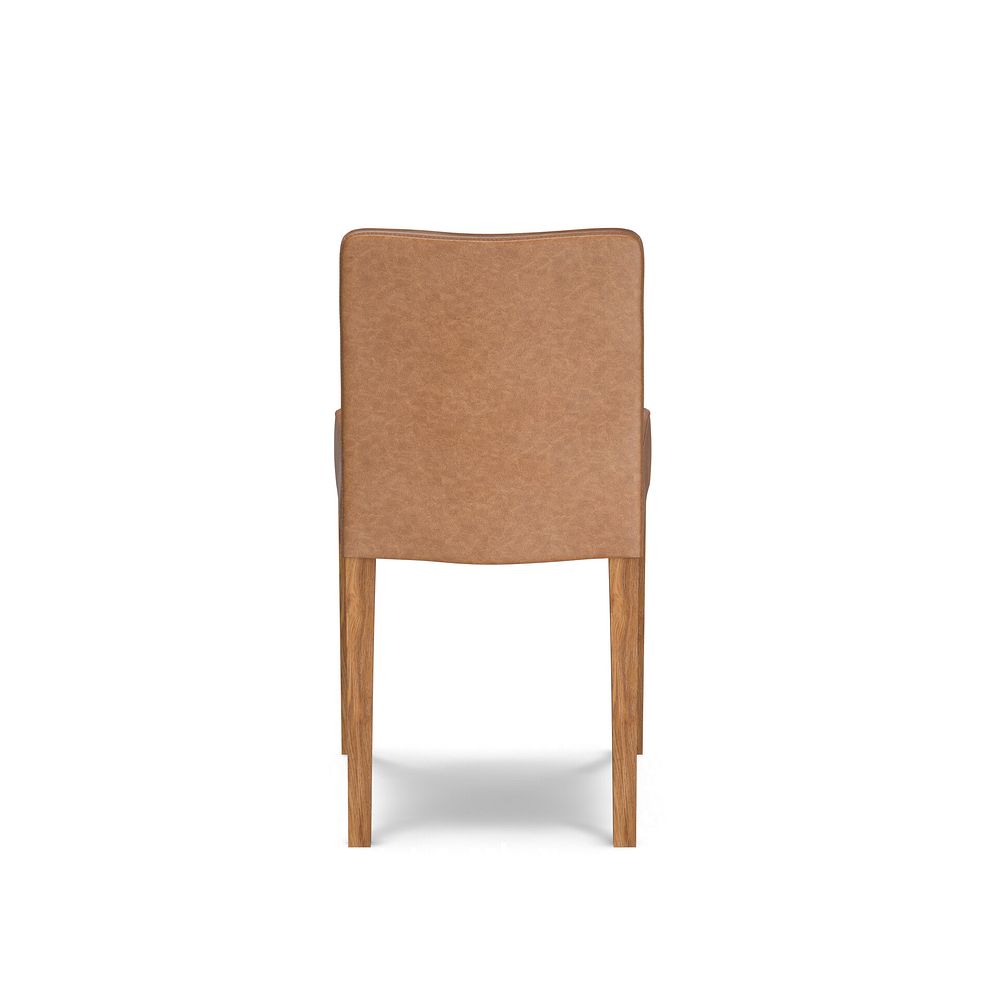 Dawson Upholstered Chair with Oak Legs in Vintage Tan Leather Look Fabric 3