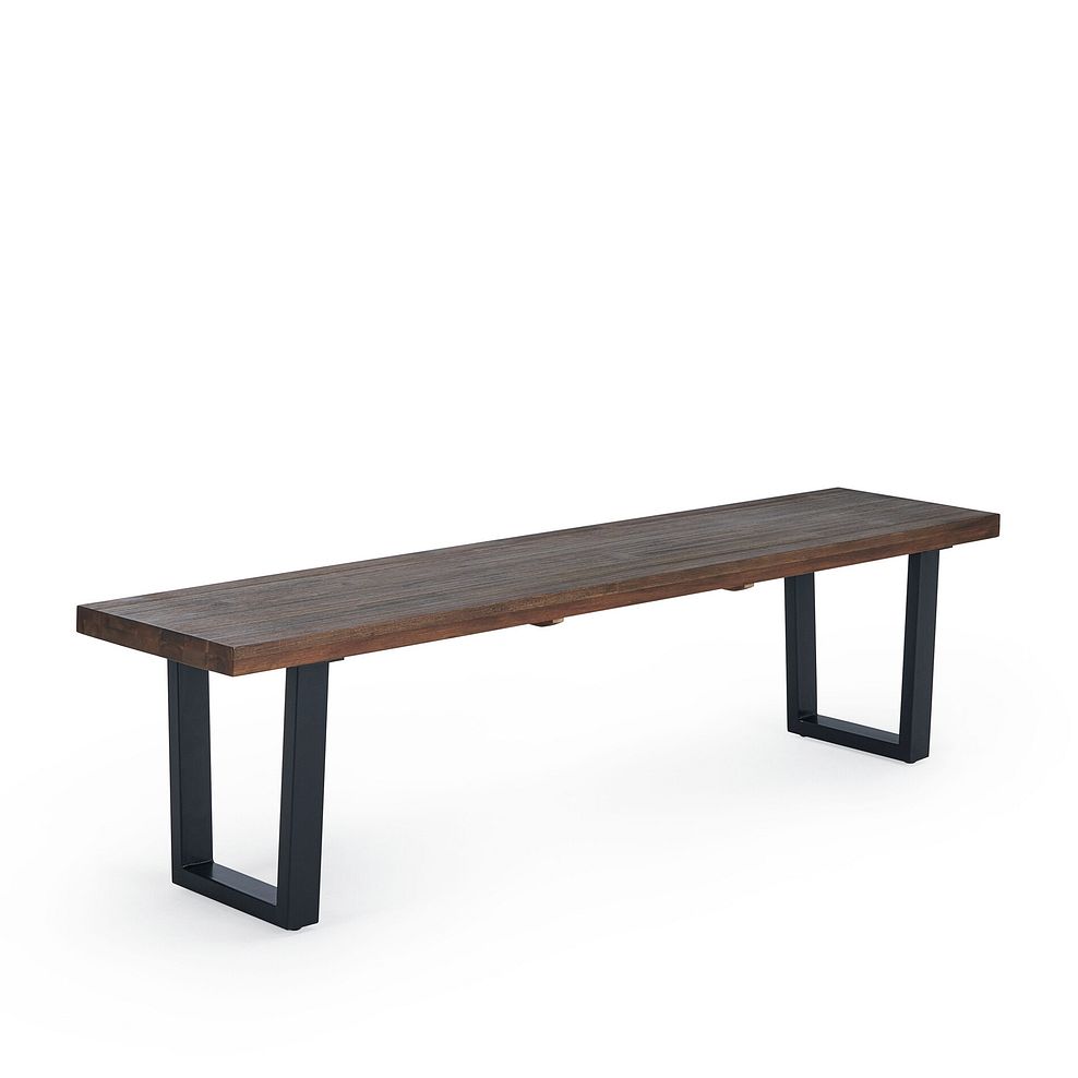 Detroit Hardwood and Metal Dining Table + 2 Bette Chairs in Bottle Green Velvet with 1 Detroit Bench 4