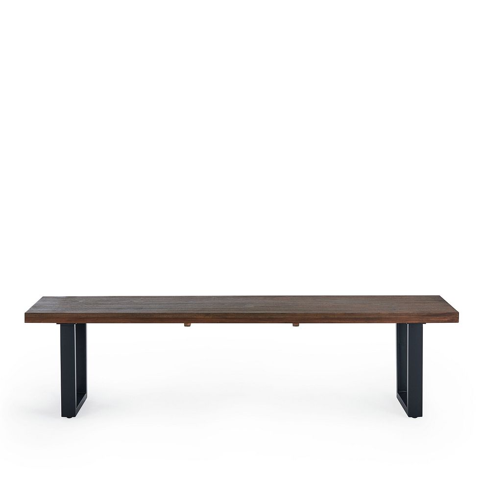 Detroit Hardwood and Metal Dining Table + 2 Bette Chairs in Bottle Green Velvet with 1 Detroit Bench 5