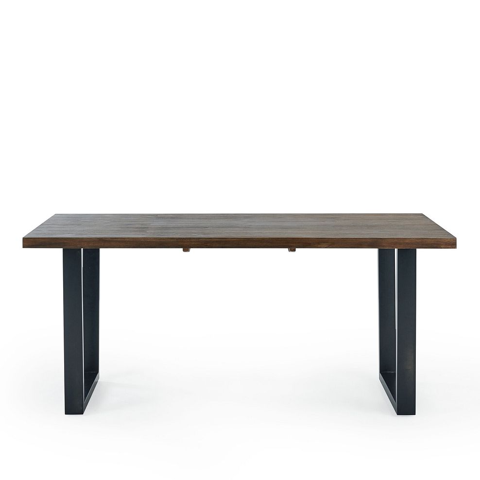 Detroit Hardwood and Metal Dining Table + 2 Bette Chairs in Bottle Green Velvet with 1 Detroit Bench 3