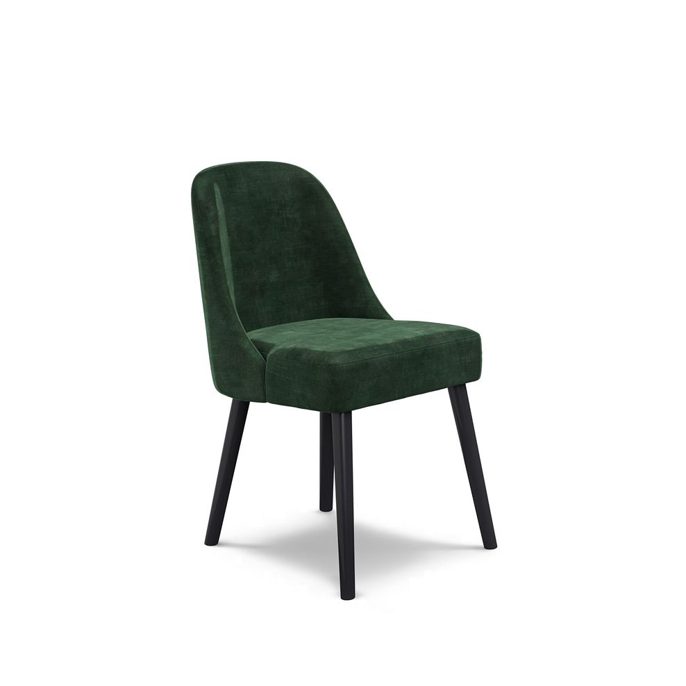 Detroit Hardwood and Metal Dining Table with 1 Large Detroit Bench and 4 Bette Chairs with Black Legs in Heritage Bottle Green Velvet 6