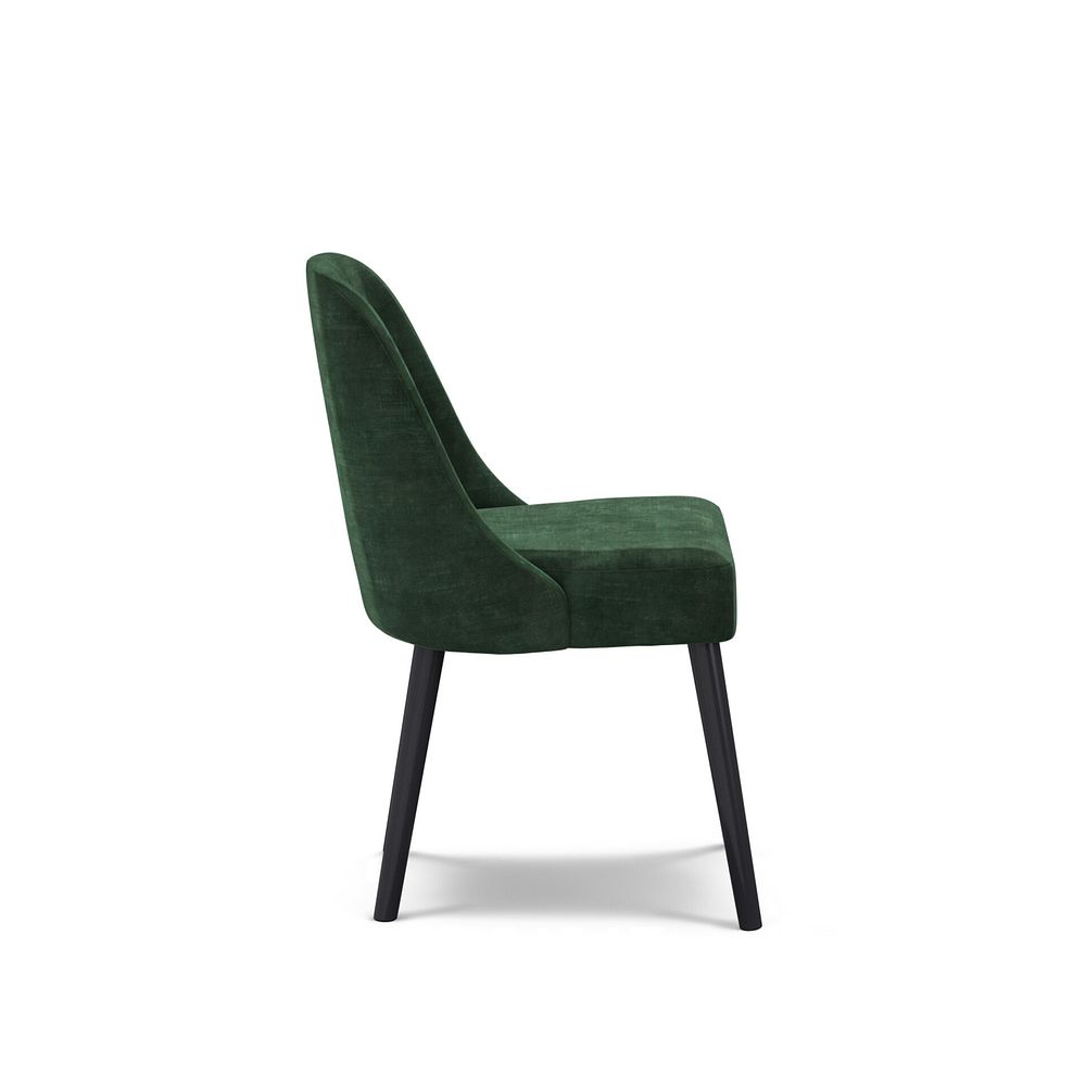 Detroit Hardwood and Metal Dining Table with 1 Large Detroit Bench and 4 Bette Chairs with Black Legs in Heritage Bottle Green Velvet 7