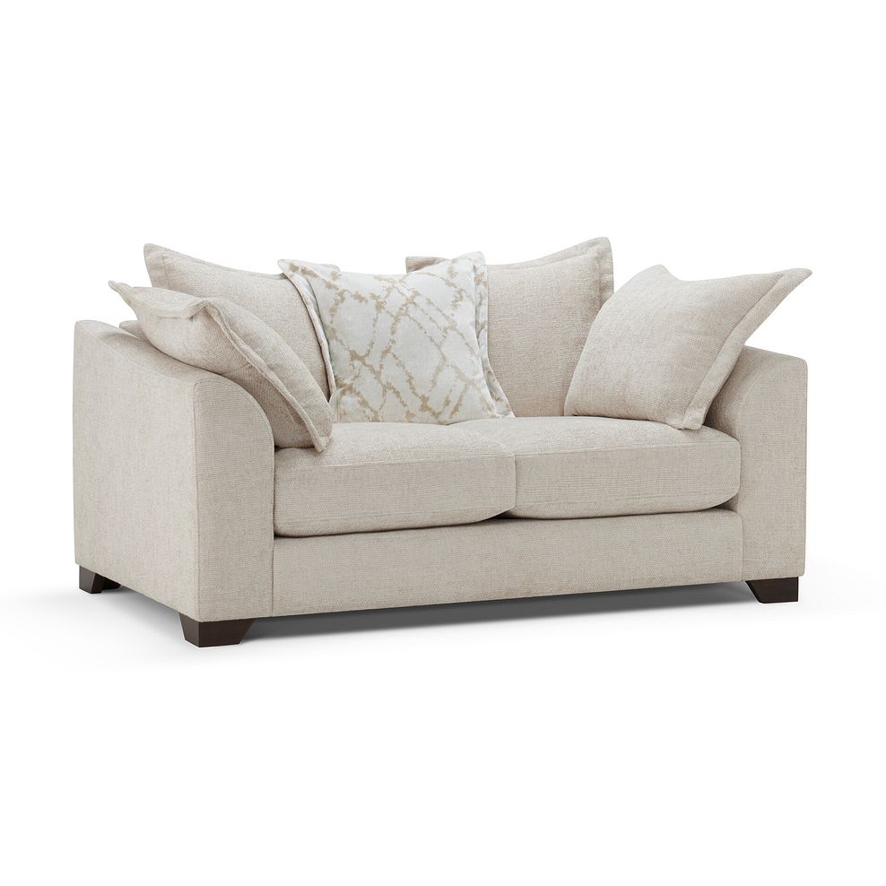 Dewsbury 2 Seater Pillow Back Sofa in Milo Cream Fabric with Natural Scatter Cushions 3