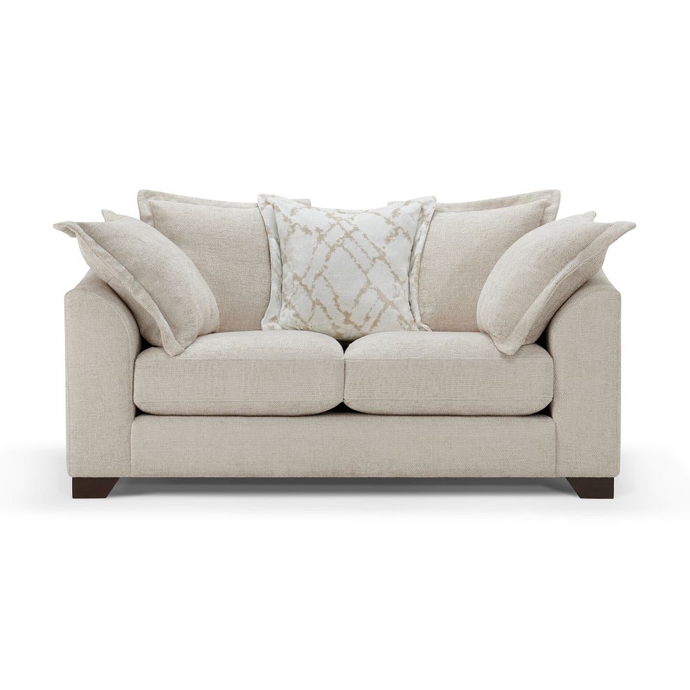 Dewsbury 2 Seater Pillow Back Sofa in Milo Cream Fabric with Natural Scatter Cushions 4