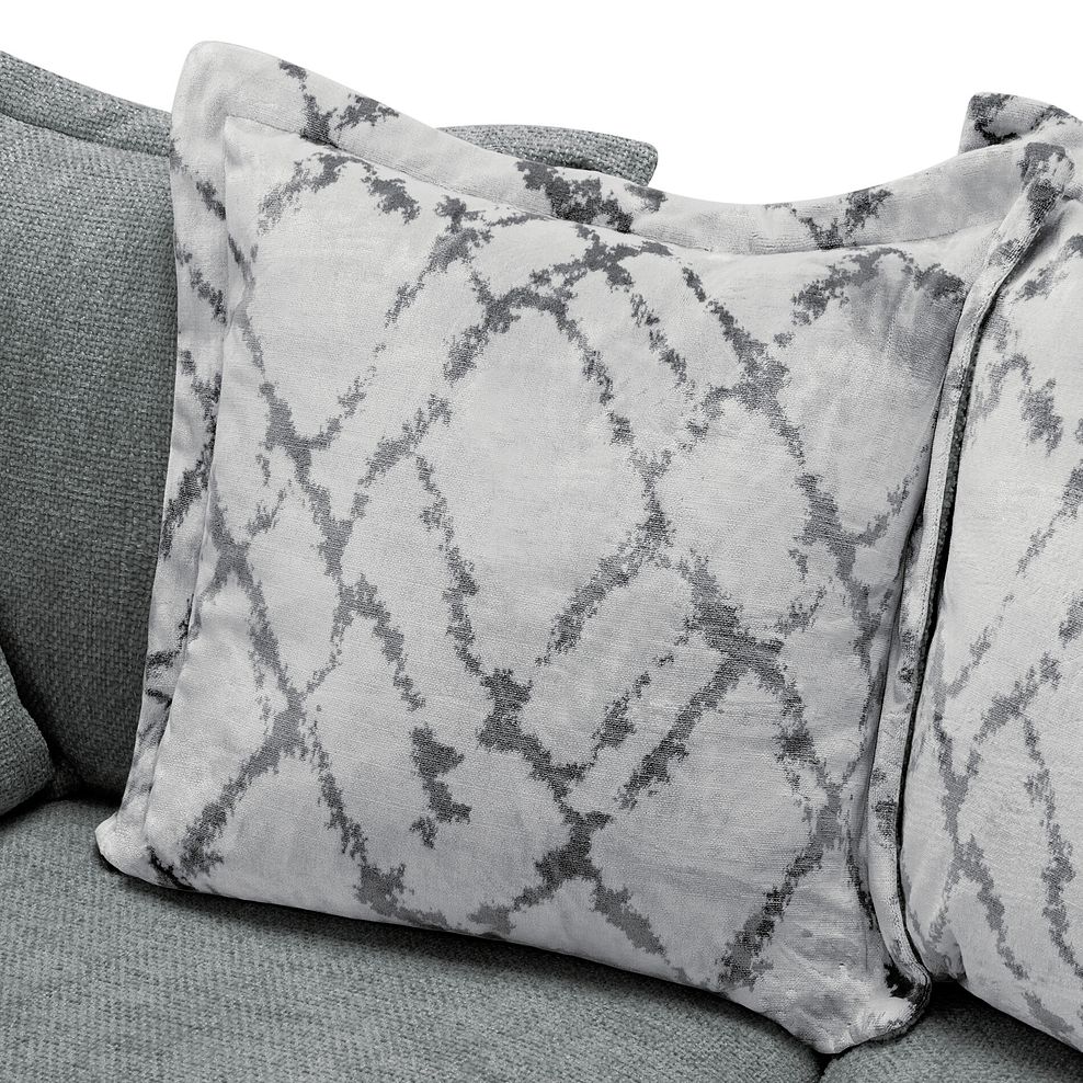 Dewsbury 2 Seater Pillow Back Sofa in Milo Pewter Fabric with Silver Scatter Cushions 9