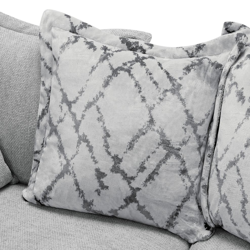 Dewsbury 2 Seater Pillow Back Sofa in Milo Silver Fabric with Silver Scatter Cushions 9