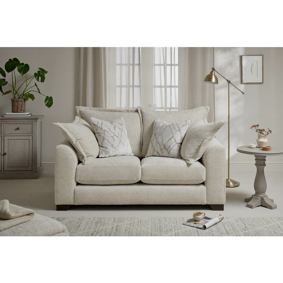 Dewsbury 2 Seater Sofa in Milo Cream Fabric with Natural Scatter Cushions 2