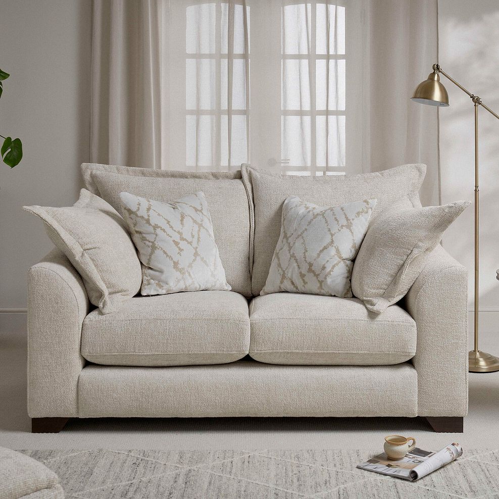 Dewsbury 2 Seater Sofa in Milo Cream Fabric with Natural Scatter Cushions 2