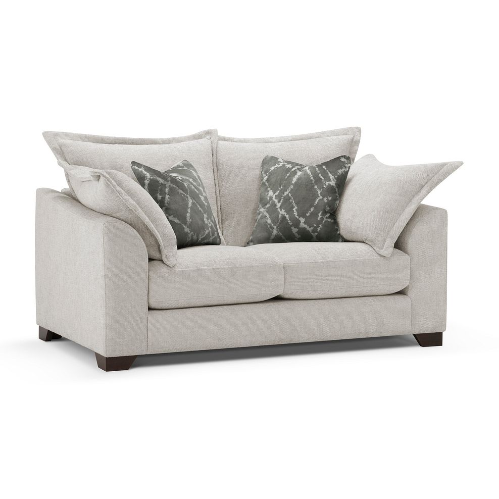 Dewsbury 2 Seater Sofa in Milo Ivory Fabric with Mink Scatter Cushions 1