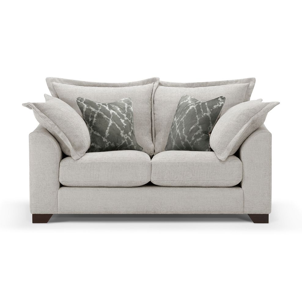 Dewsbury 2 Seater Sofa in Milo Ivory Fabric with Mink Scatter Cushions 2