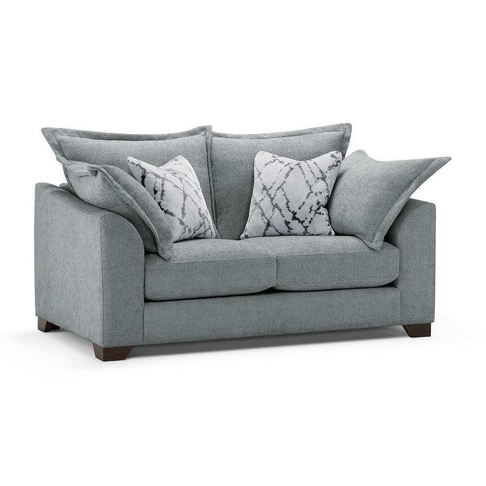 Dewsbury 2 Seater Sofa in Milo Pewter Fabric with Silver Scatter Cushions 1