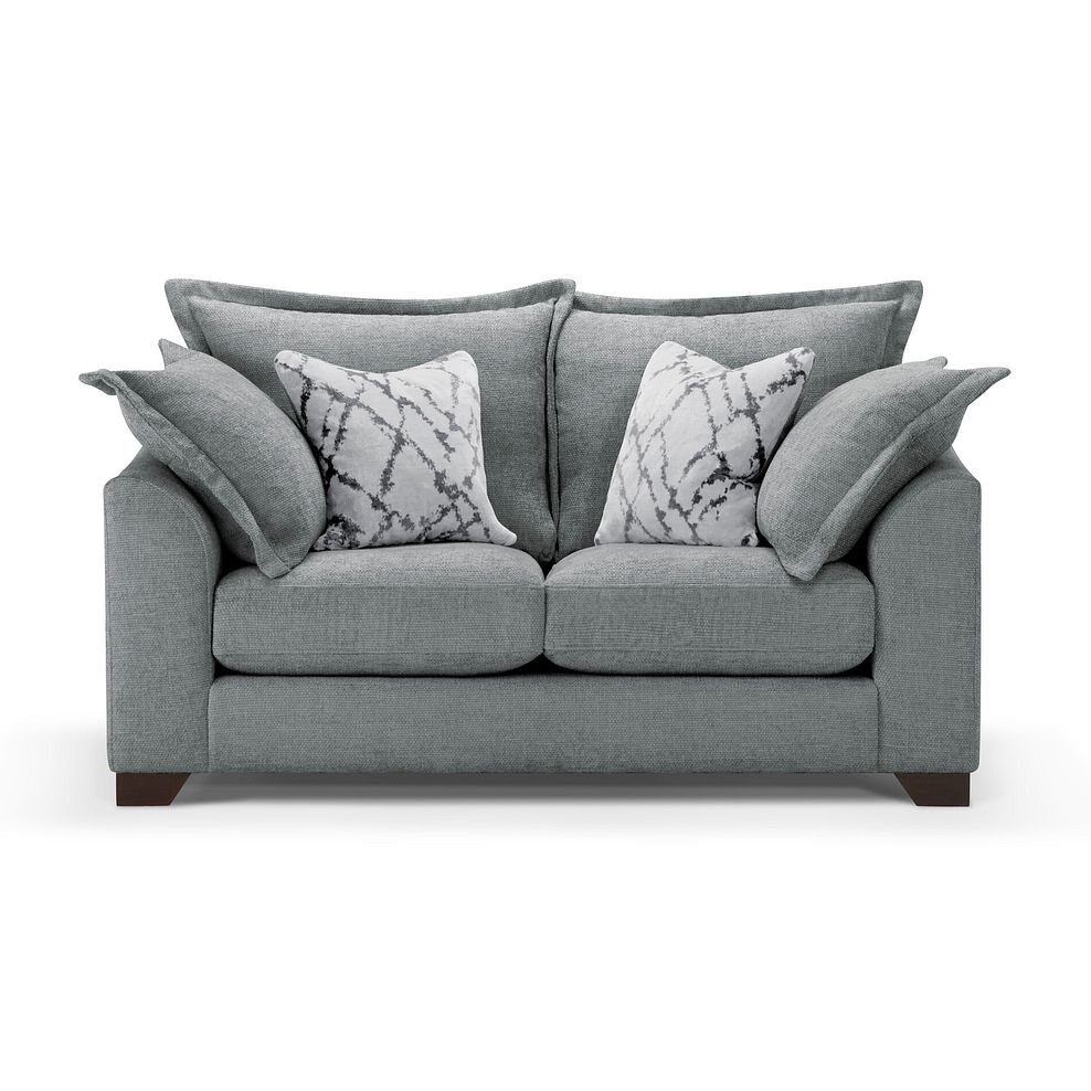 Dewsbury 2 Seater Sofa in Milo Pewter Fabric with Silver Scatter Cushions 2