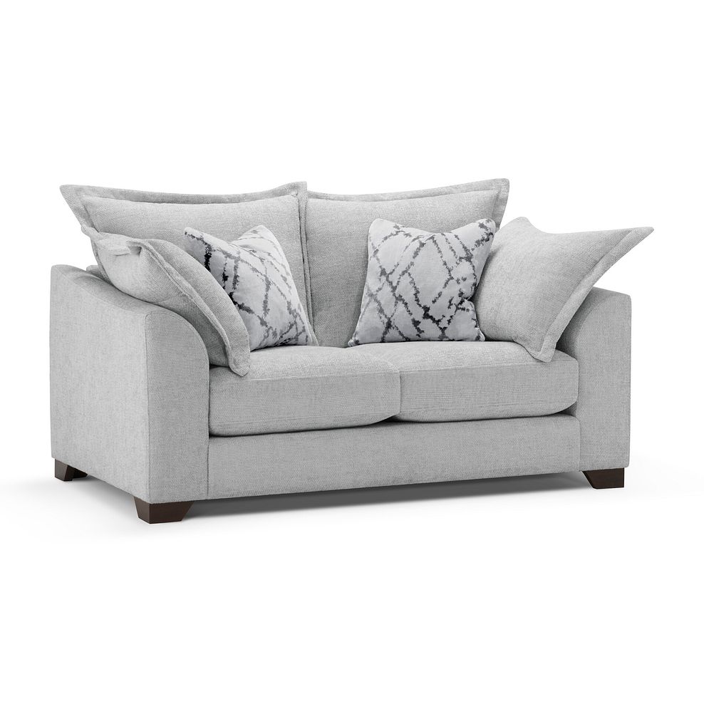 Dewsbury 2 Seater Sofa in Milo Silver Fabric with Silver Scatter Cushions 1