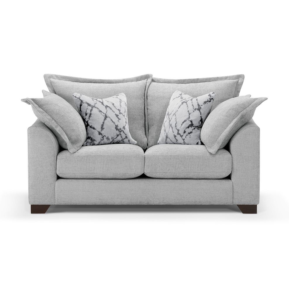 Dewsbury 2 Seater Sofa in Milo Silver Fabric with Silver Scatter Cushions 2