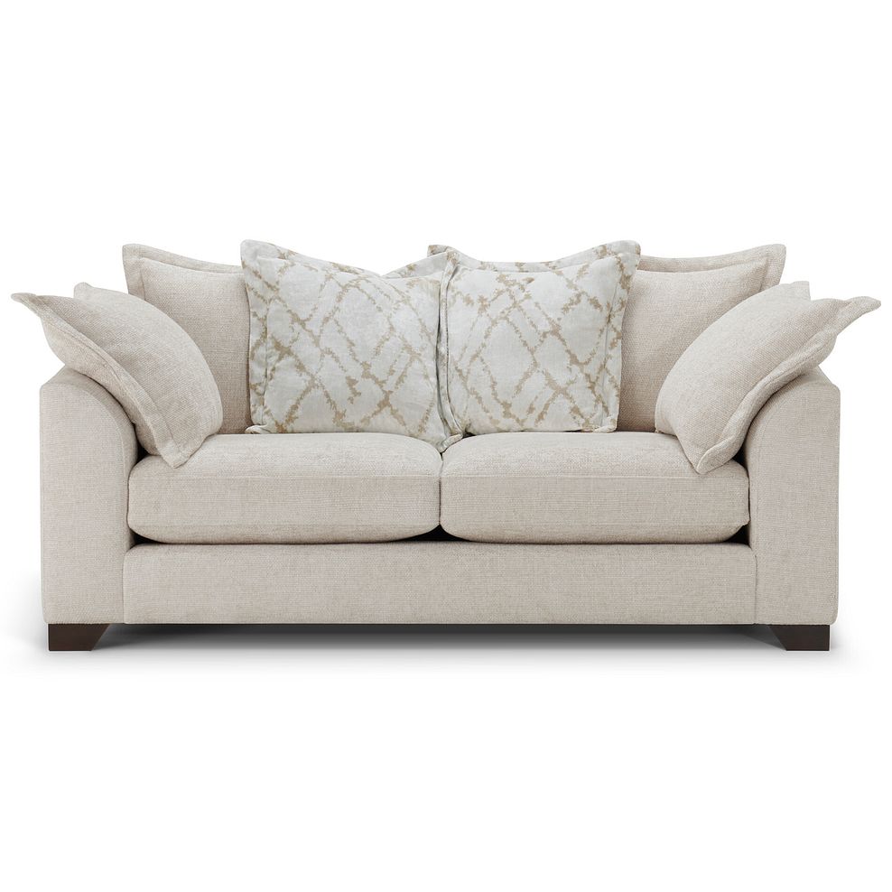 Dewsbury 3 Seater Pillow Back Sofa in Milo Cream Fabric with Natural Scatter Cushions 4