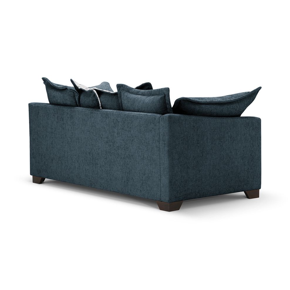 Dewsbury 3 Seater Pillow Back Sofa in Milo Navy Fabric with Silver Scatter Cushions 4