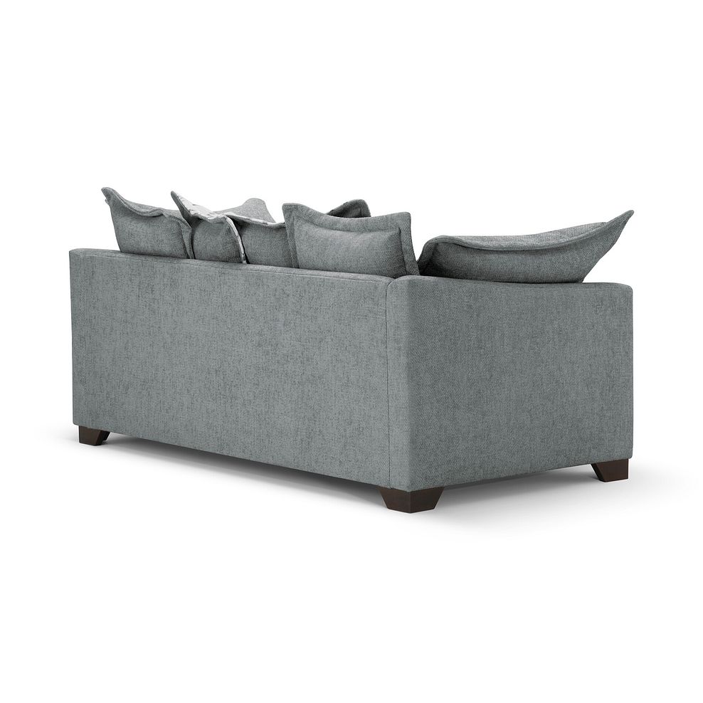 Dewsbury 3 Seater Pillow Back Sofa in Milo Pewter Fabric with Silver Scatter Cushions 4