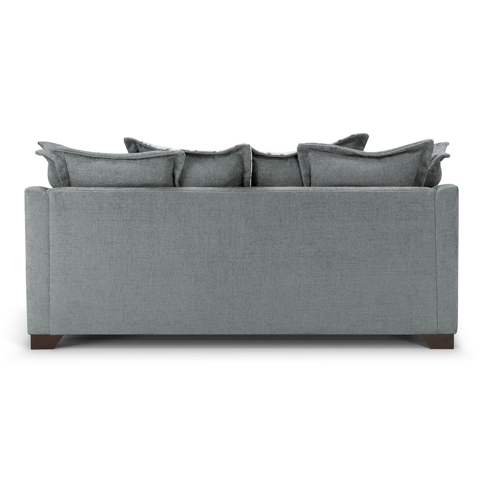 Dewsbury 3 Seater Pillow Back Sofa in Milo Pewter Fabric with Silver Scatter Cushions 5