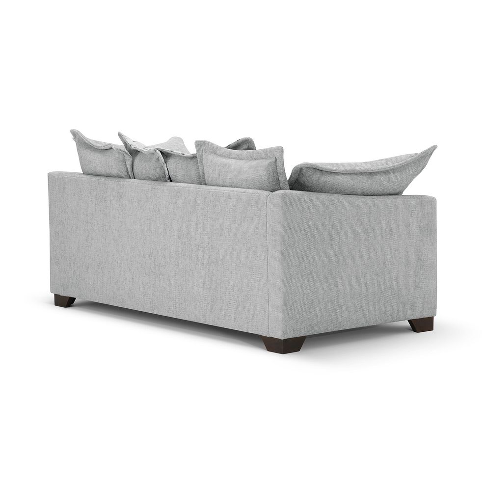 Dewsbury 3 Seater Pillow Back Sofa in Milo Silver Fabric with Silver Scatter Cushions 4