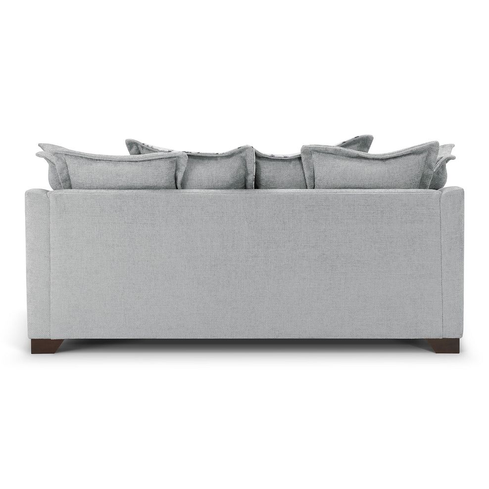 Dewsbury 3 Seater Pillow Back Sofa in Milo Silver Fabric with Silver Scatter Cushions 5