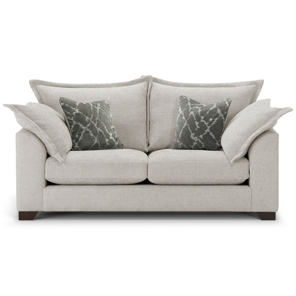 Dewsbury 3 Seater Sofa in Milo Ivory Fabric with Mink Scatter Cushions 2