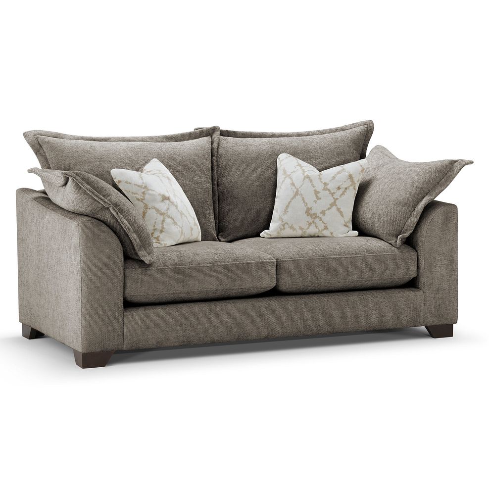 Dewsbury 3 Seater Sofa in Milo Mocha Fabric with Natural Scatter Cushions 1