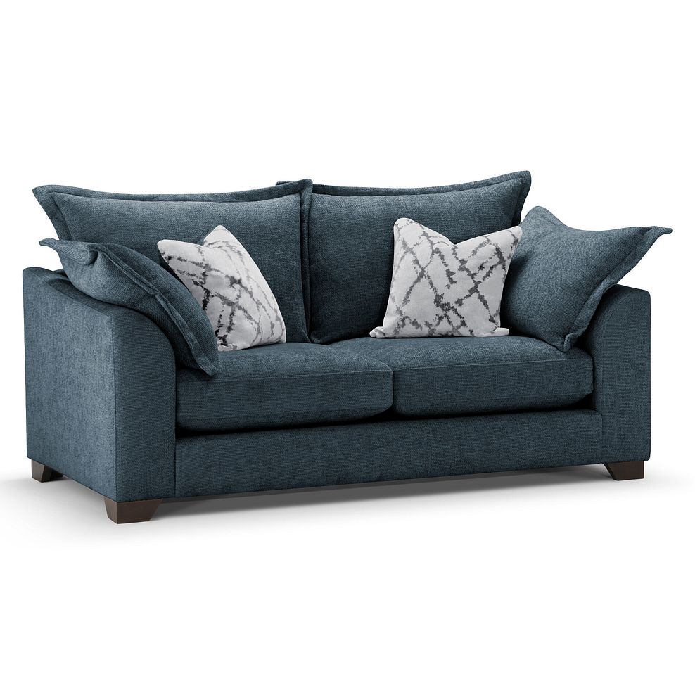 Dewsbury 3 Seater Sofa in Milo Navy Fabric with Silver Scatter Cushions 1