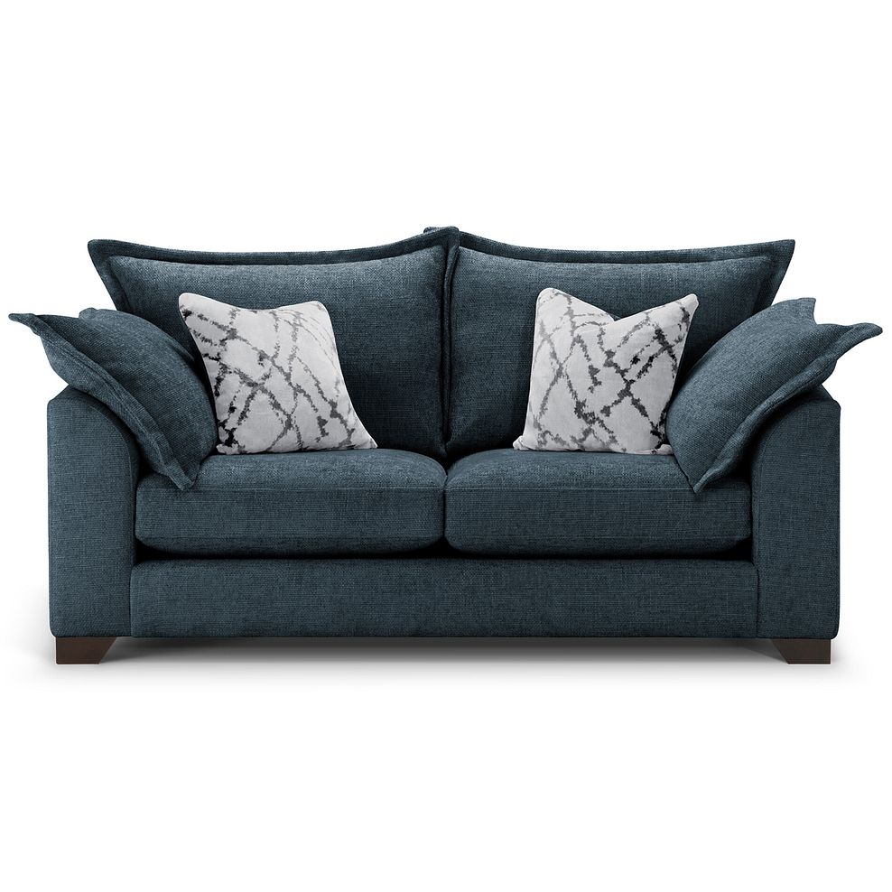 Dewsbury 3 Seater Sofa in Milo Navy Fabric with Silver Scatter Cushions 2