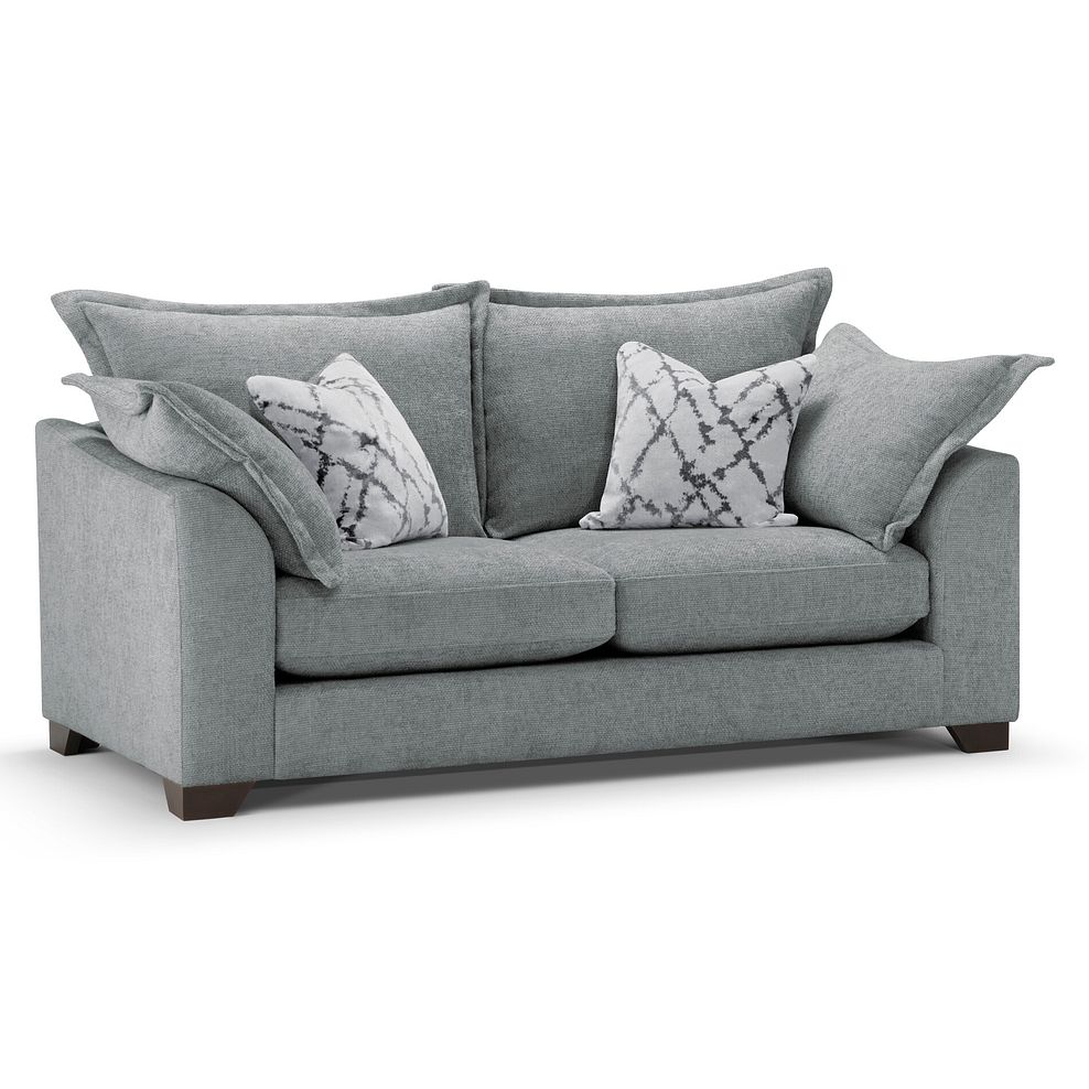 Dewsbury 3 Seater Sofa in Milo Pewter Fabric with Silver Scatter Cushions 1