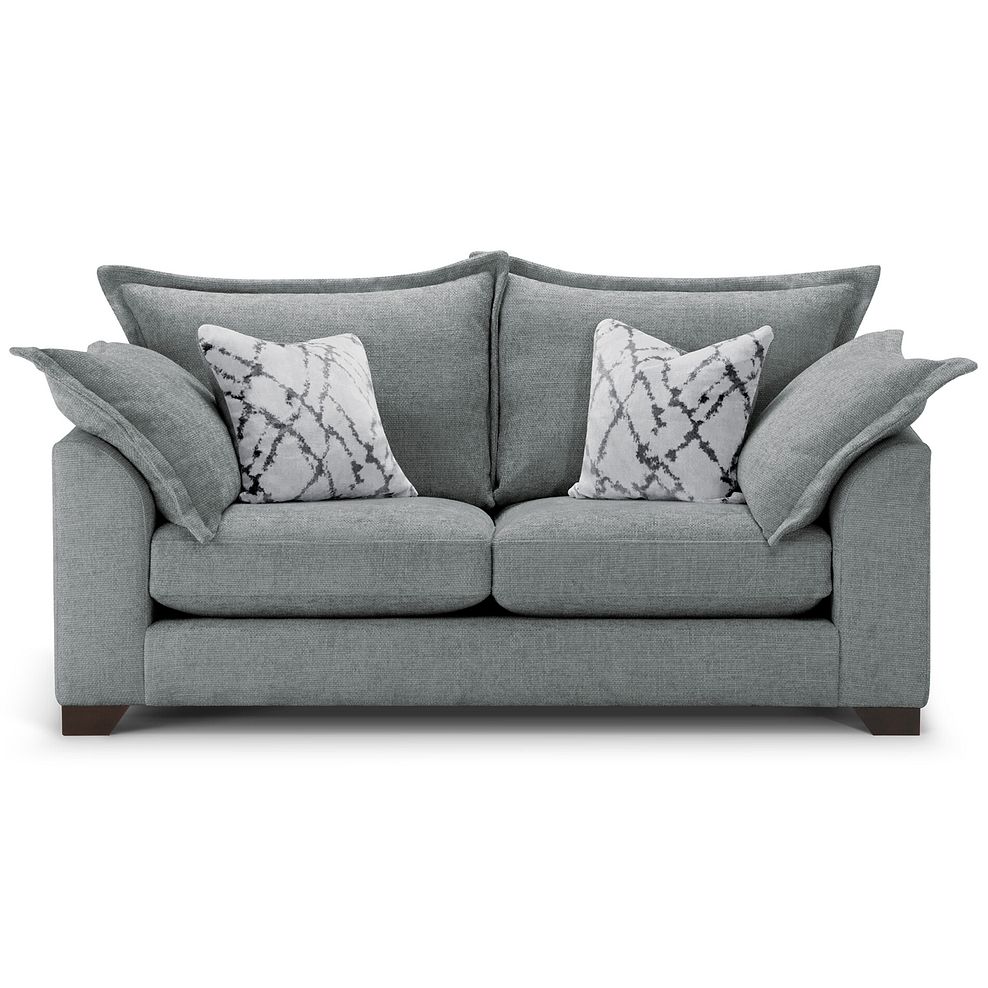 Dewsbury 3 Seater Sofa in Milo Pewter Fabric with Silver Scatter Cushions 2