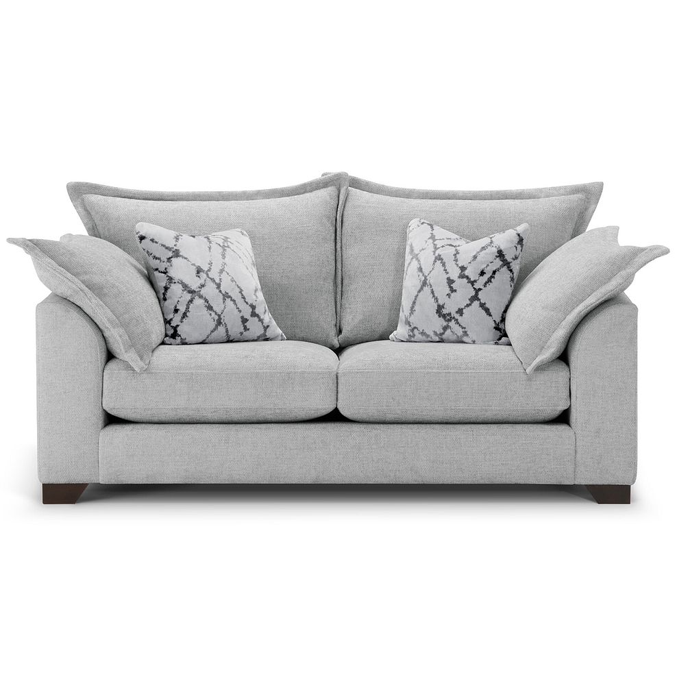 Dewsbury 3 Seater Sofa in Milo Silver Fabric with Silver Scatter Cushions 2