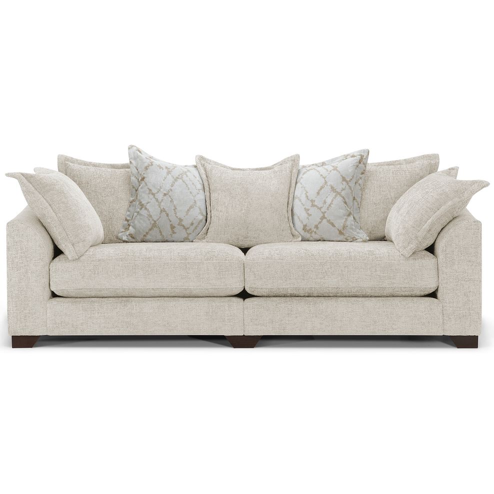 Dewsbury 4 Seater Pillow Back Sofa in Milo Cream Fabric with Natural Scatter Cushions 2