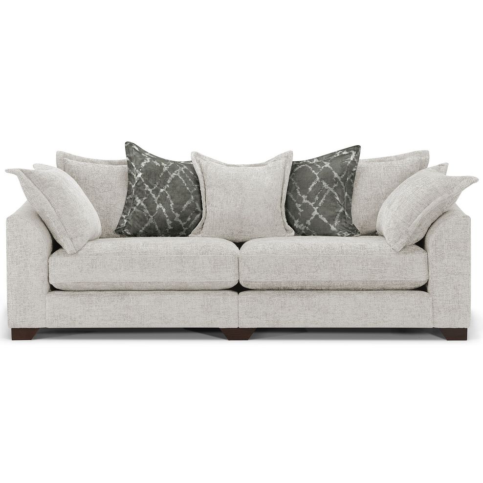 Dewsbury 4 Seater Pillow Back Sofa in Milo Ivory Fabric with Mink Scatter Cushions 2