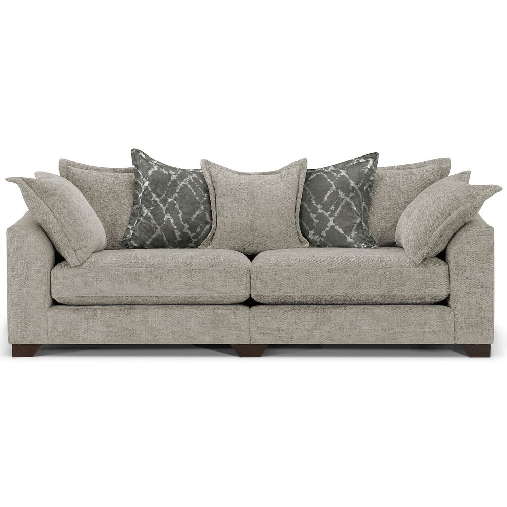 Dewsbury 4 Seater Pillow Back Sofa in Milo Mink Fabric with Mink Scatter Cushions 2