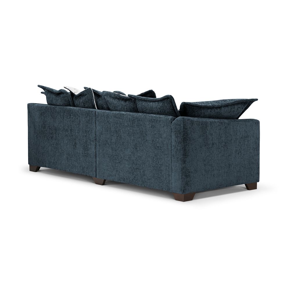 Dewsbury 4 Seater Pillow Back Sofa in Milo Navy Fabric with Silver Scatter Cushions 4