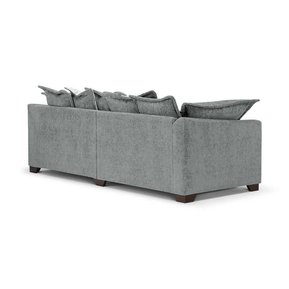 Dewsbury 4 Seater Pillow Back Sofa in Milo Pewter Fabric with Silver Scatter Cushions 4