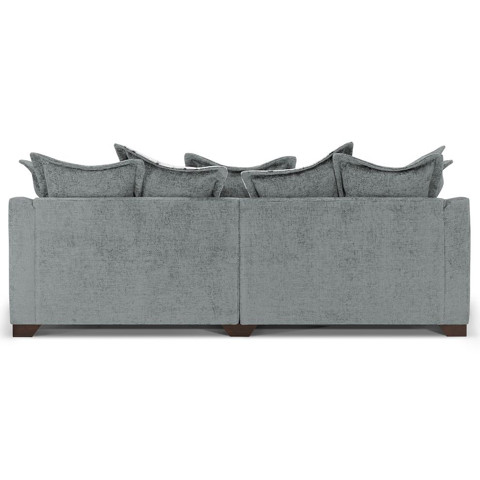 Dewsbury 4 Seater Pillow Back Sofa in Milo Pewter Fabric with Silver Scatter Cushions 5