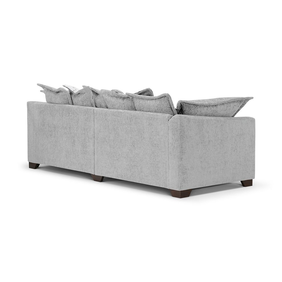 Dewsbury 4 Seater Pillow Back Sofa in Milo Silver Fabric with Silver Scatter Cushions 4