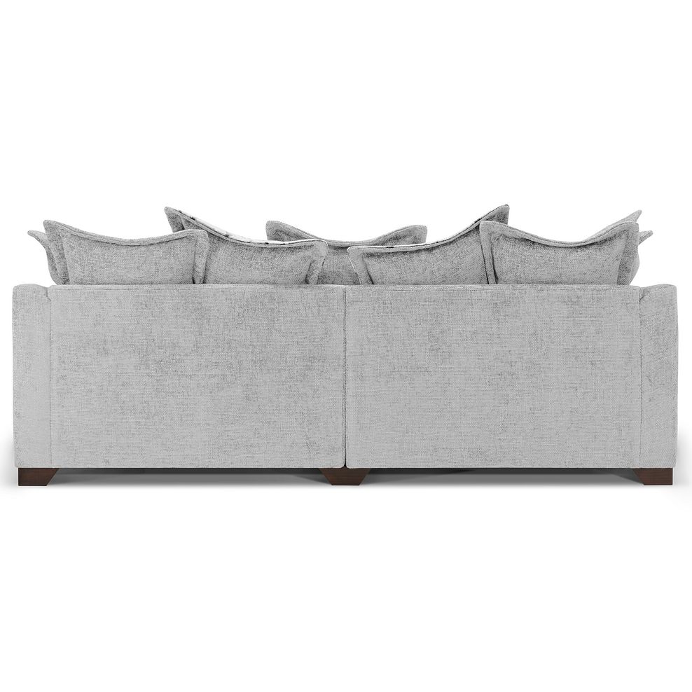 Dewsbury 4 Seater Pillow Back Sofa in Milo Silver Fabric with Silver Scatter Cushions 5