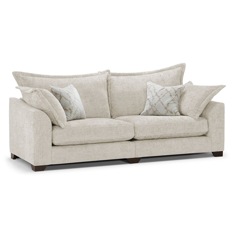 Dewsbury 4 Seater Sofa in Milo Cream Fabric with Natural Scatter Cushions 1